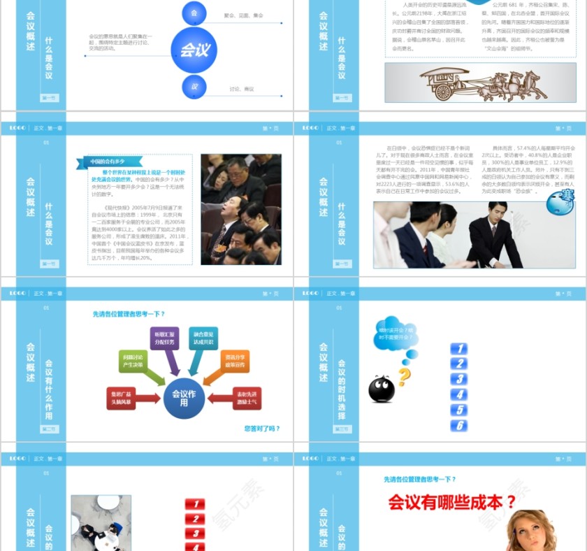 蓝色简约高效会议秘诀第2张