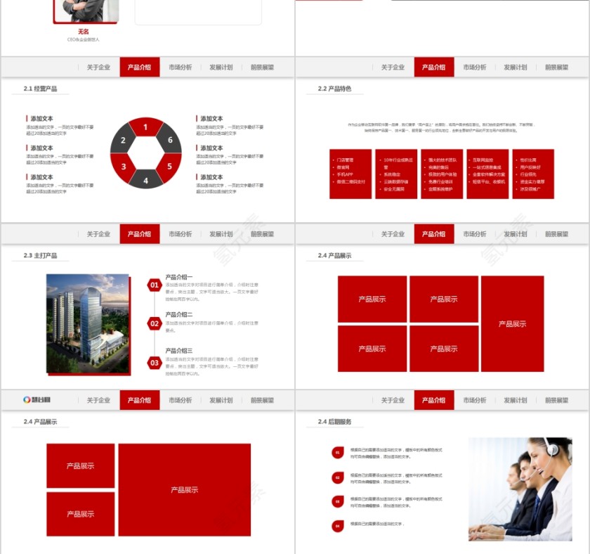 高端红色简约公司简介PPT第3张