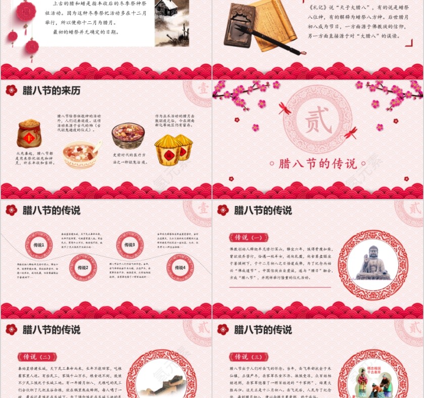 粉色喜庆腊八节PPT模板第2张