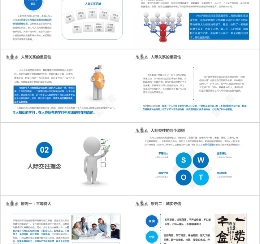 3D小人人际关系培训人际交往技巧心态培训入职培训沟通技巧PPT模板第2张