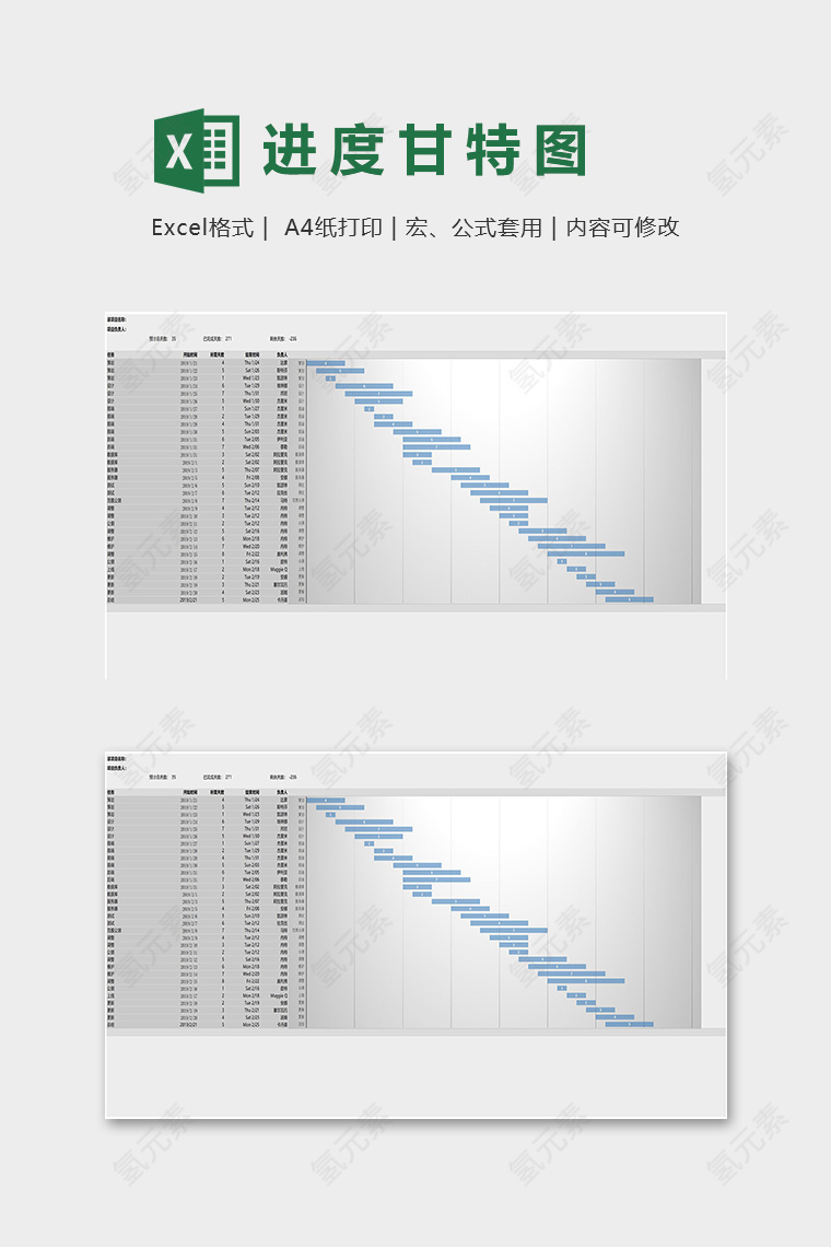 公司项目工作安排进度详细计划表excel模板