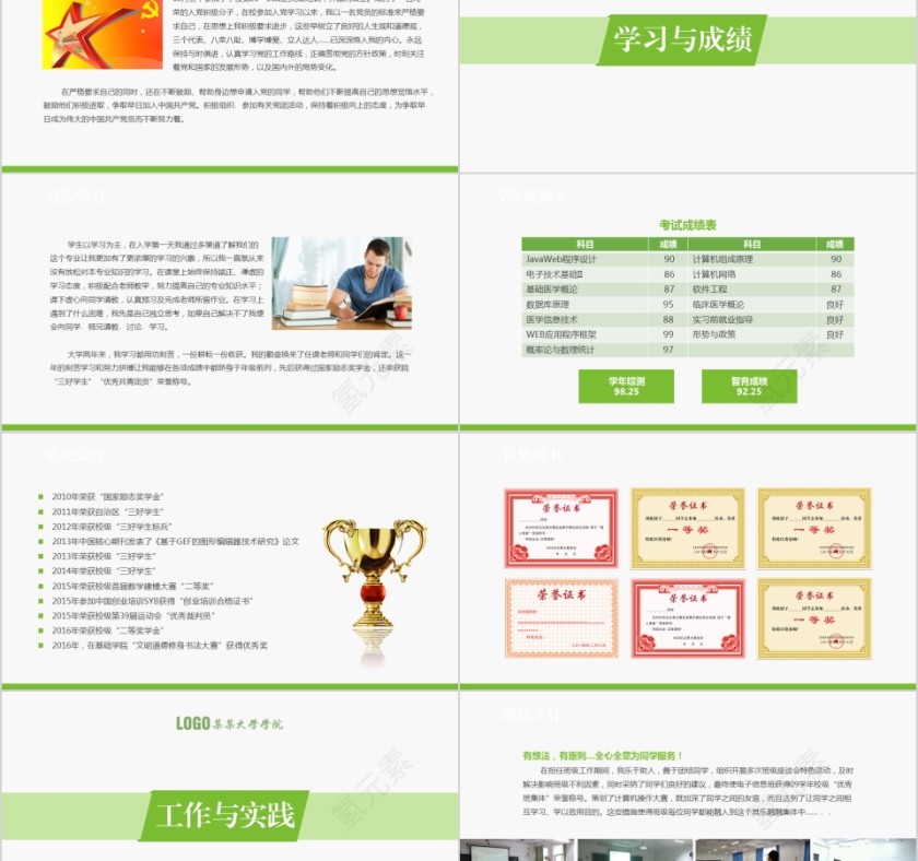 绿色20xx年国家奖学金申请答辩PPT模板第2张