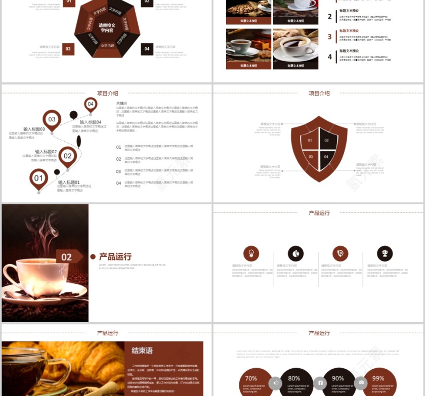 咖啡主题工作汇报PPT模板第2张