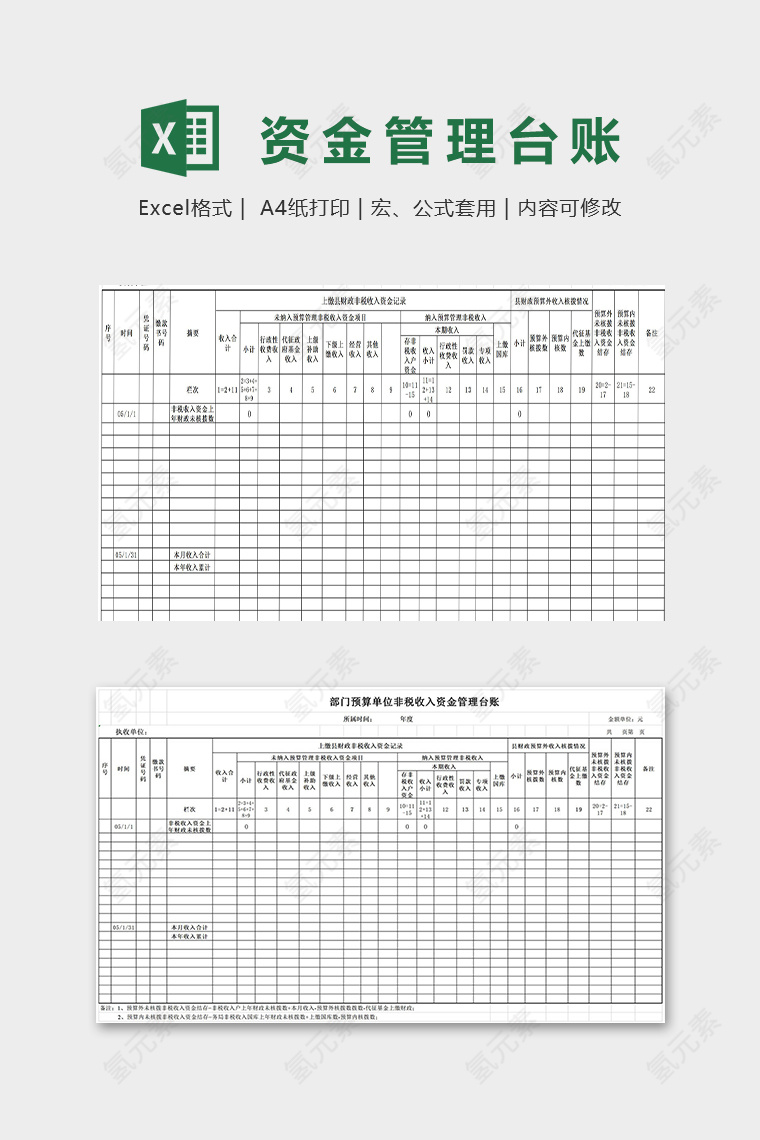 部门预算单位非税收入资金管理台账