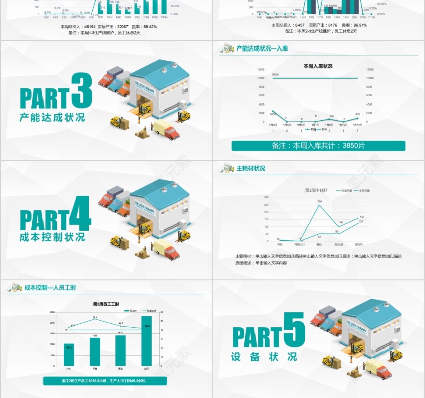 简约绿色生产周报PPT模板第3张