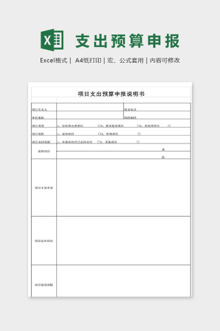 项目支出预算申报说明书excel模板