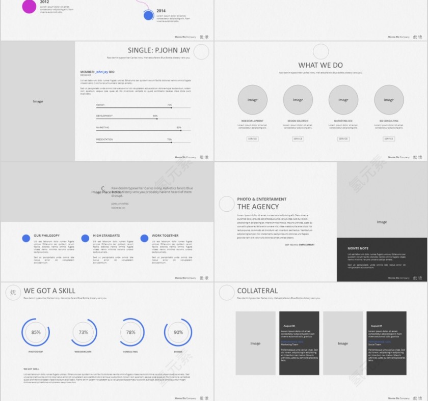 商务欧美ppt模板简约2019高端大气 商业工作汇报时尚极简风素材第3张