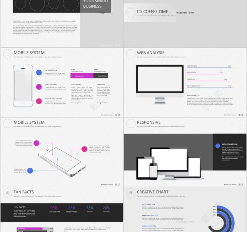 商务欧美ppt模板简约2019高端大气 商业工作汇报时尚极简风素材第5张