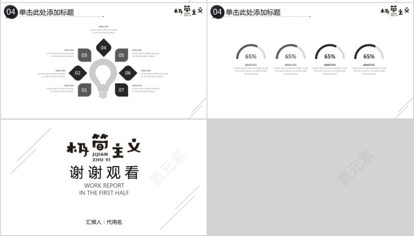 商务欧美ppt模板简约2019高端大气 商业工作汇报时尚极简风素材第7张
