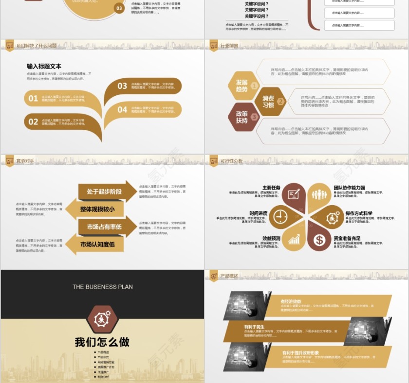 金色大气商业项目计划书ppt模版第3张