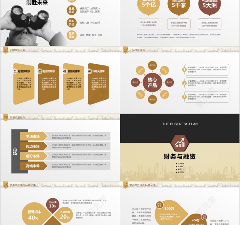 金色大气商业项目计划书ppt模版第5张