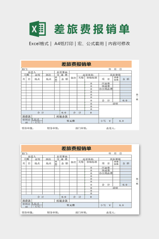 公司差旅费报销单模版