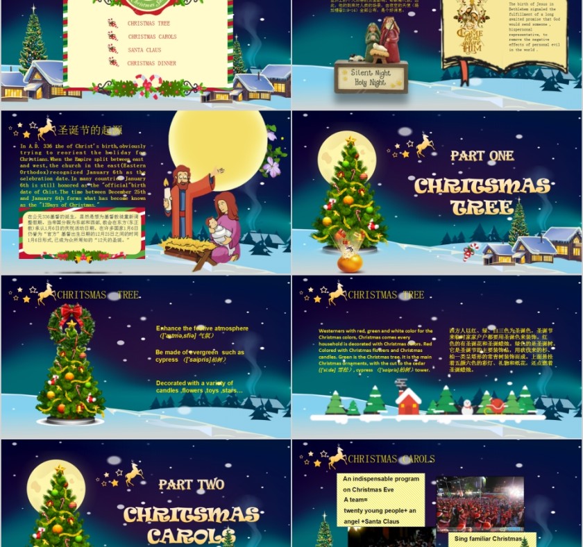 简约美观圣诞节英文介绍PPT模板第2张