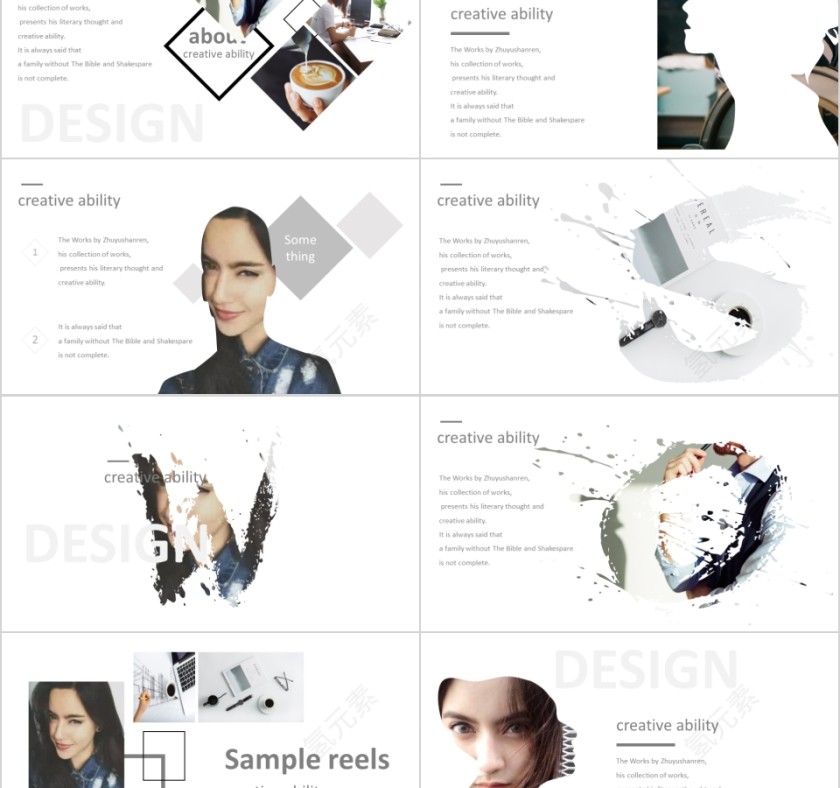 个人作品集PPT模板毕业设计面试求职动态平面设计师展示素材第2张