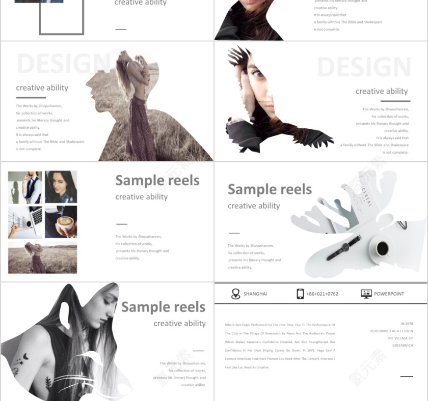 个人作品集PPT模板毕业设计面试求职动态平面设计师展示素材第3张