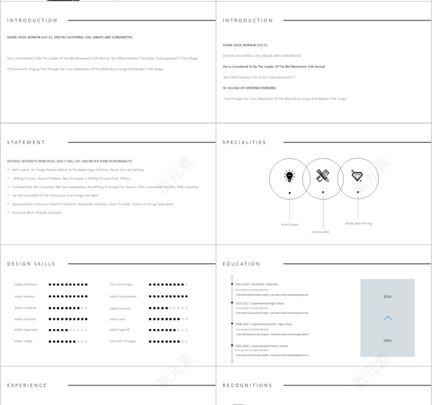 个人作品集PPT模板毕业设计面试求职动态平面设计师展示素材第4张