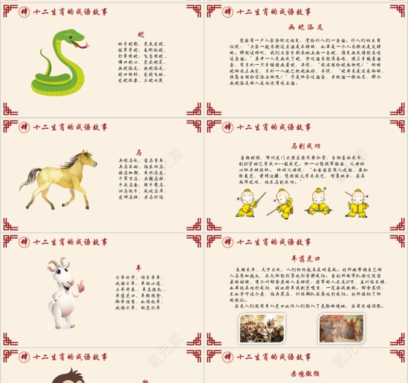 中华名俗文化十二生肖介绍PPT模板第7张