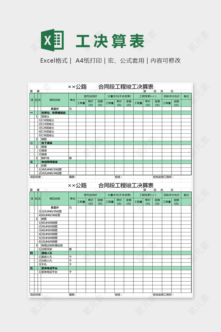 小清新精美工资决算表EXcel