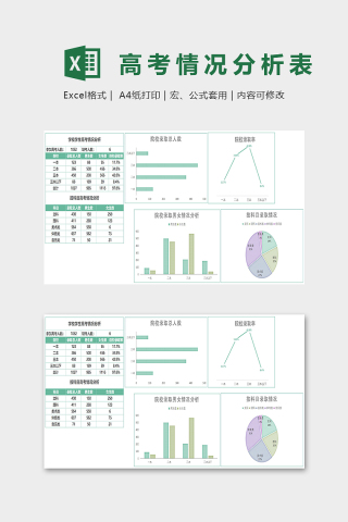 淡绿清雅高考情况分析表Excel表格模板
