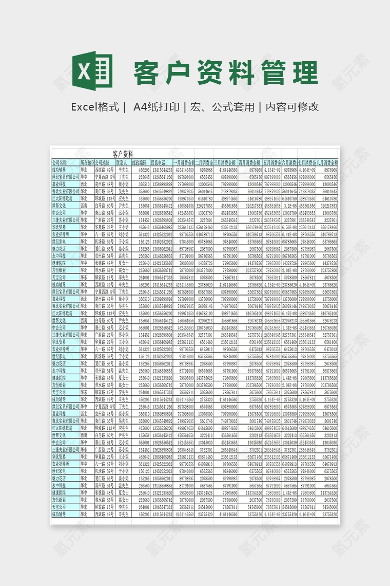 客户资料管理表