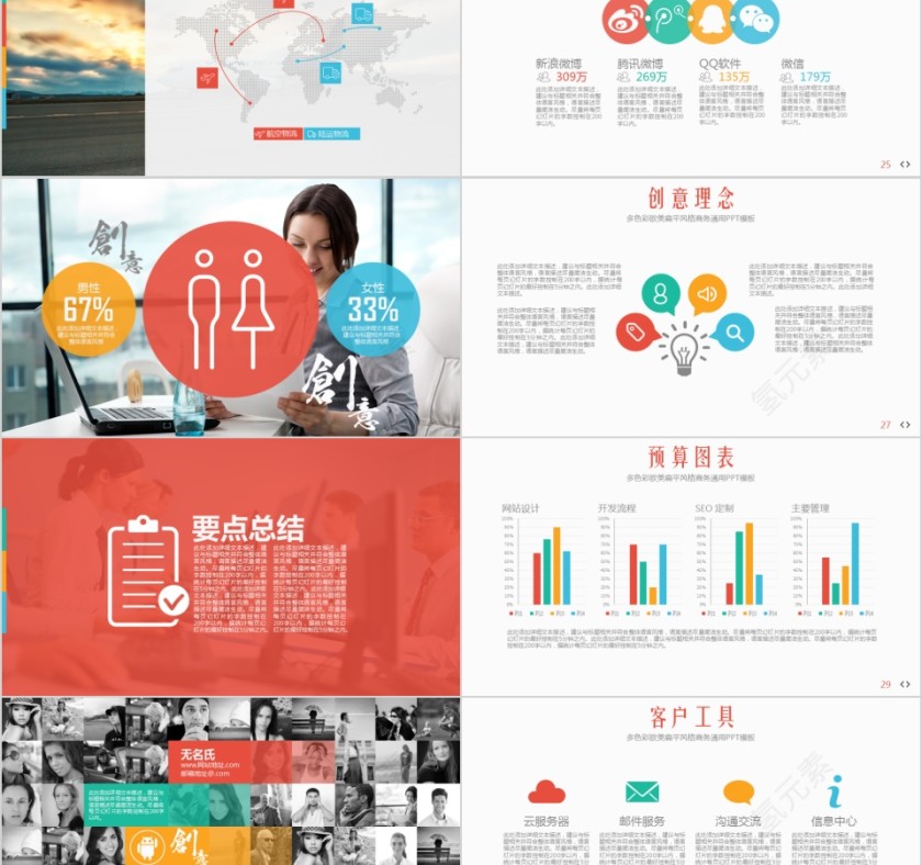 彩色大气商务策划创业计划书ppt模版第5张