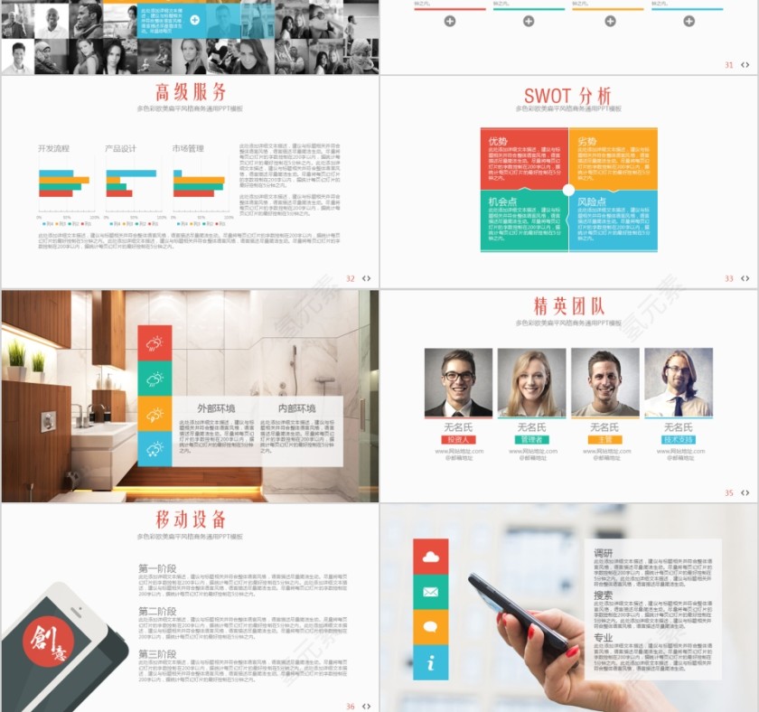 彩色大气商务策划创业计划书ppt模版第6张