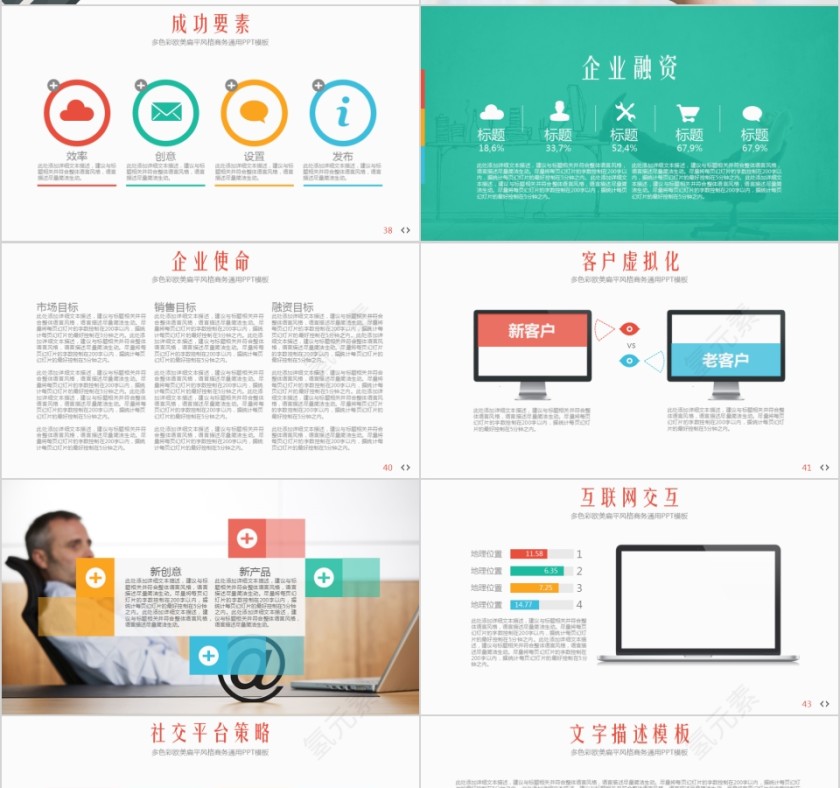 彩色大气商务策划创业计划书ppt模版第7张