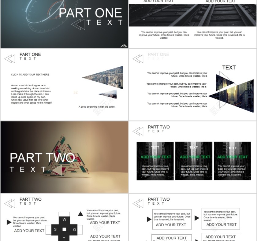 全动态简约简单大气黑白色欧美极简PPT第2张