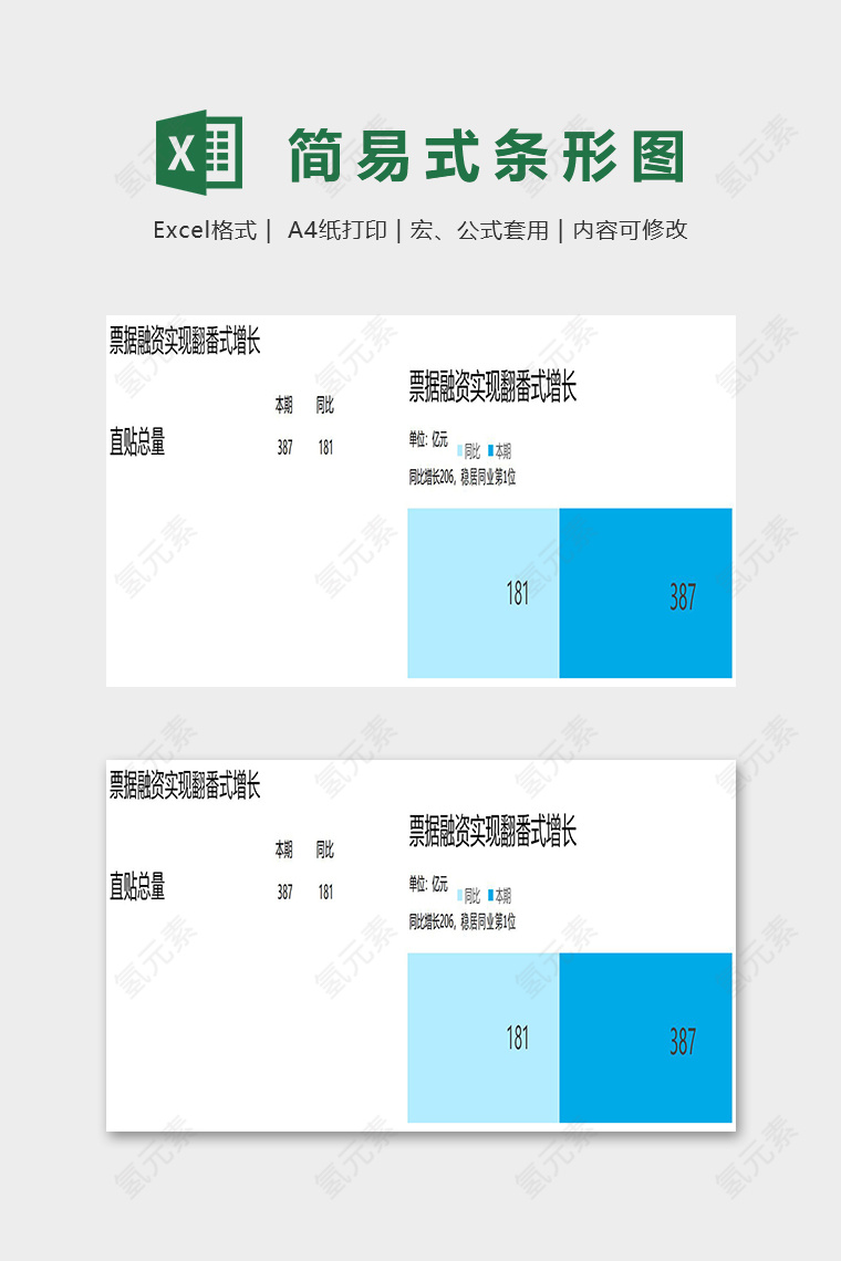 数据可视化简易式条形图表excel模板