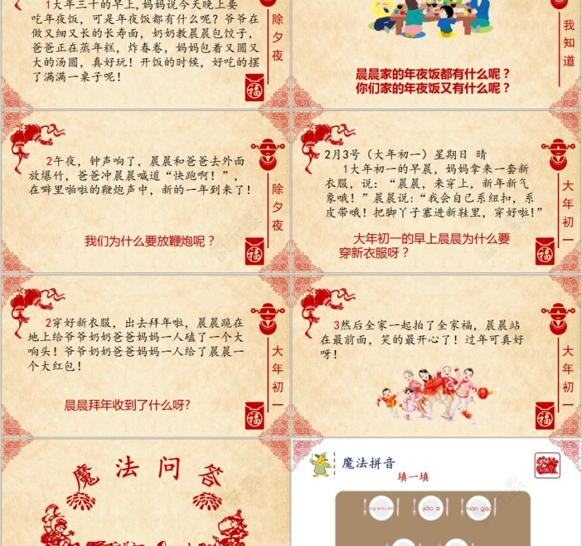 过年啦幼小衔接教学课件PPT模板第2张