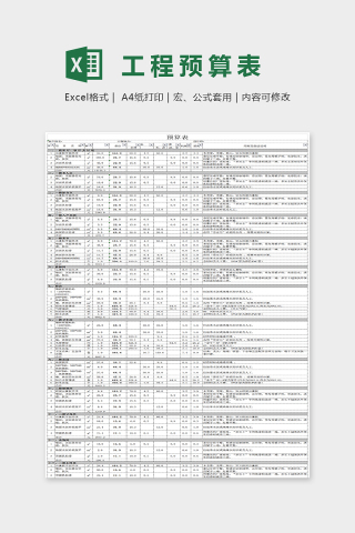 大方简单详细工程预算统计表Excel