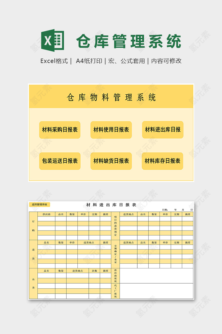 高级自动化仓库物料管理系统excel模板