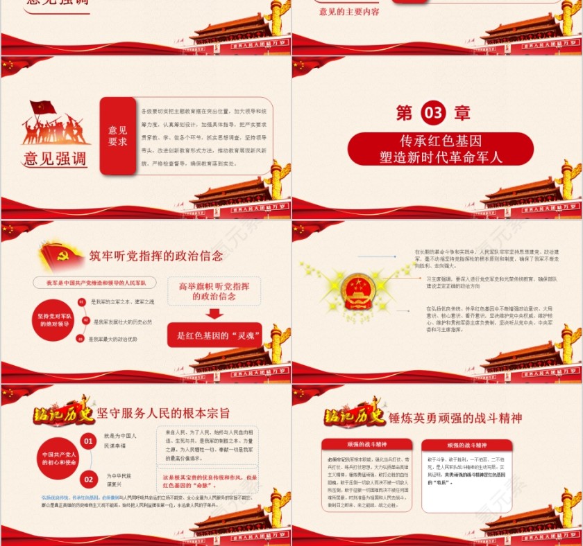 在全军开展传承红色基因担当强军重任主题教育PPT模板第3张
