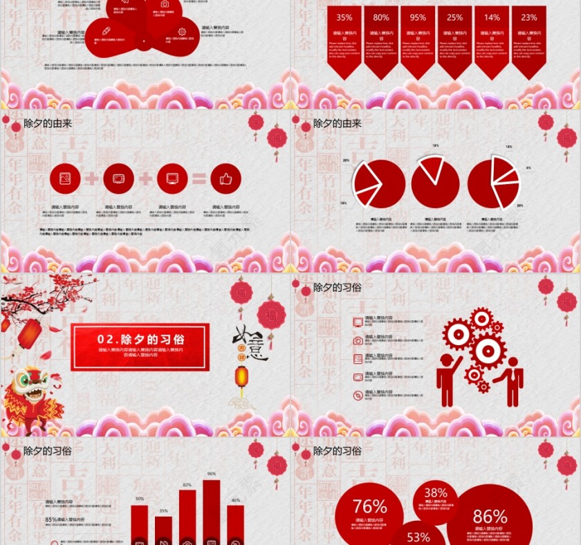 红色简约春节除夕传统文化介绍ppt第2张