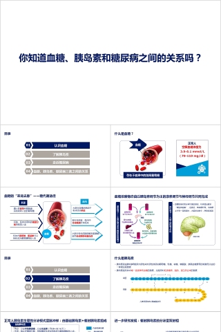 血糖、胰岛素和糖尿病之间的关系ppt模板