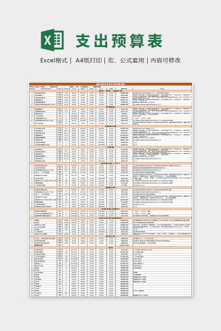 简单大方精美色彩支出预算表