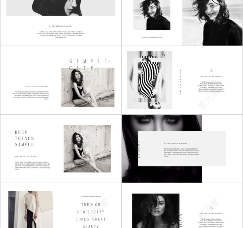 商务欧美ppt模板简约2019高端大气 商业工作汇报时尚极简风素材第2张