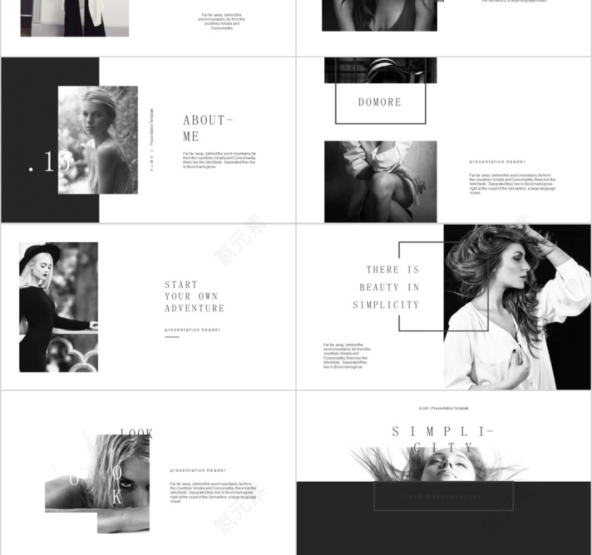 商务欧美ppt模板简约2019高端大气 商业工作汇报时尚极简风素材第3张