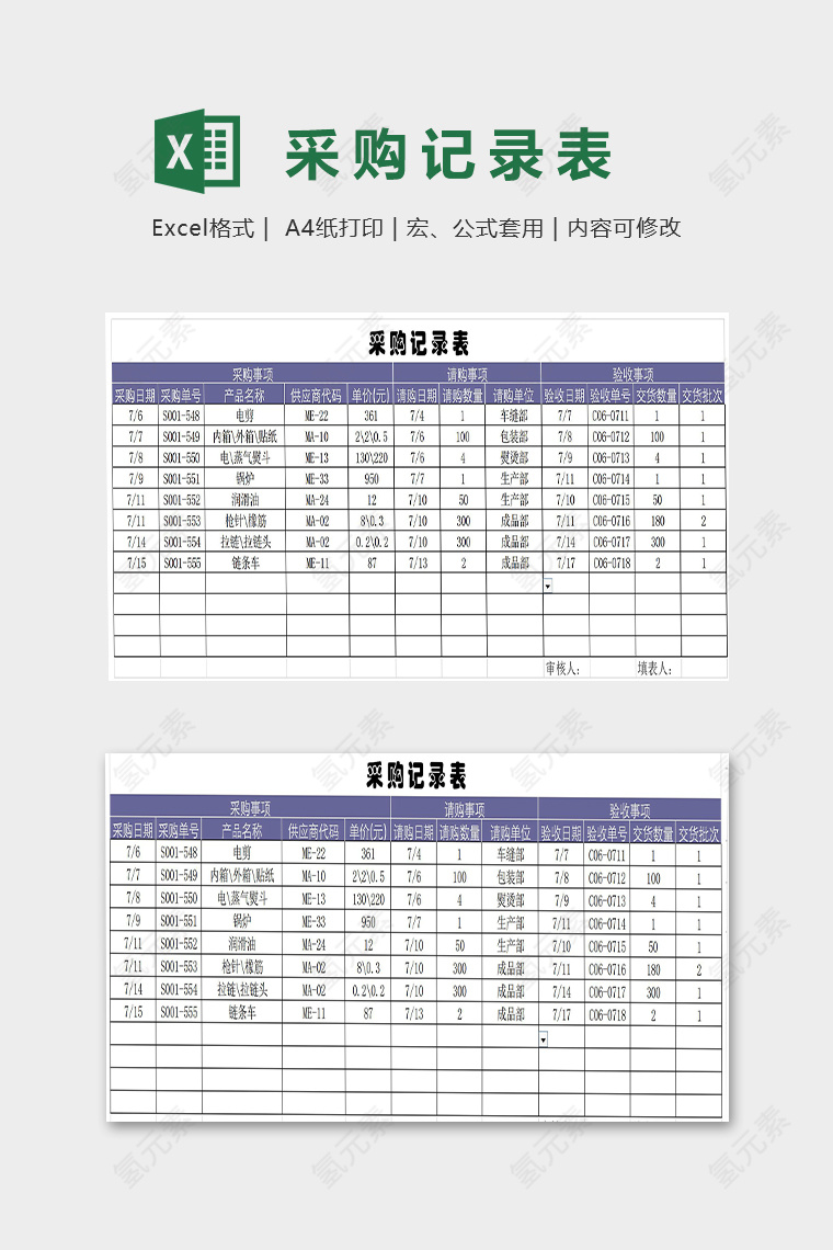 采购记录表
