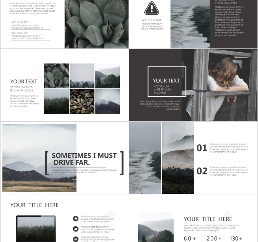 商务欧美ppt模板简约2019高端大气 商业工作汇报时尚极简风素材第2张