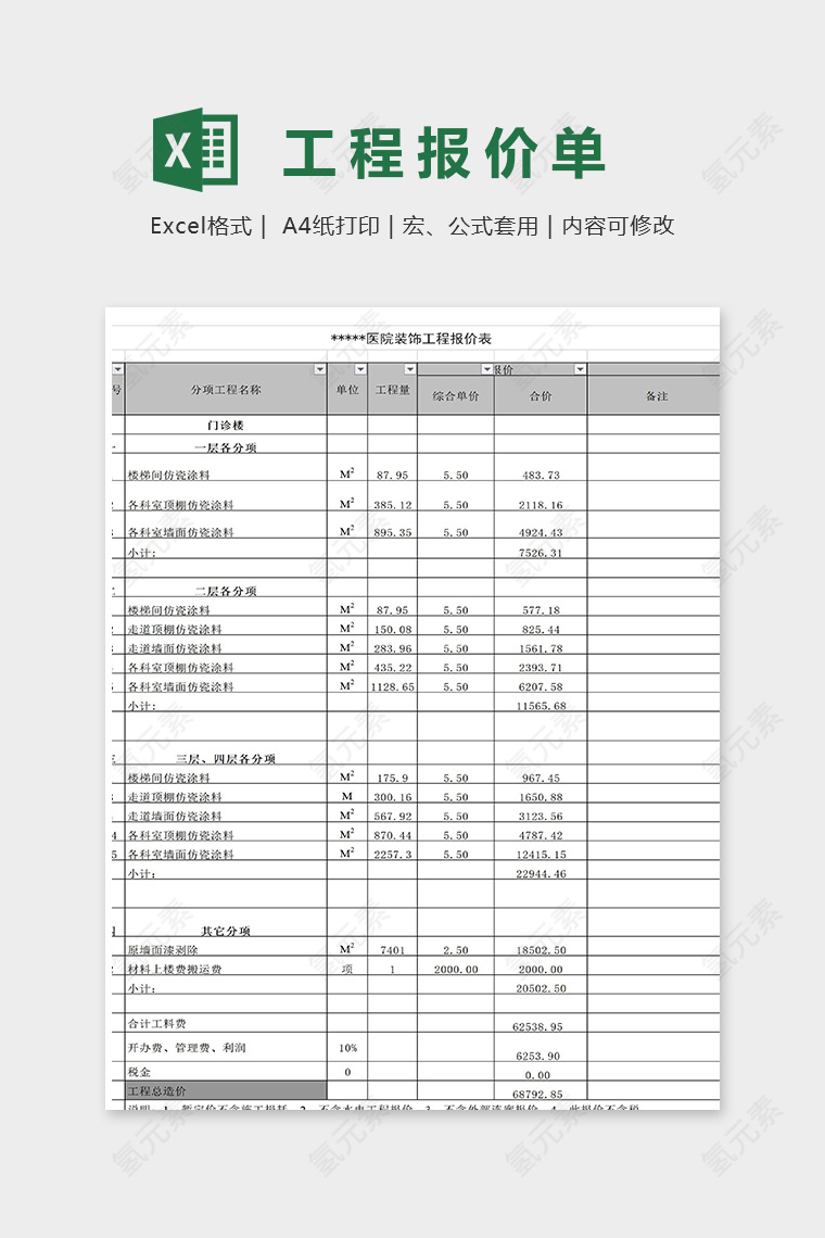 第十六套医院装修预算