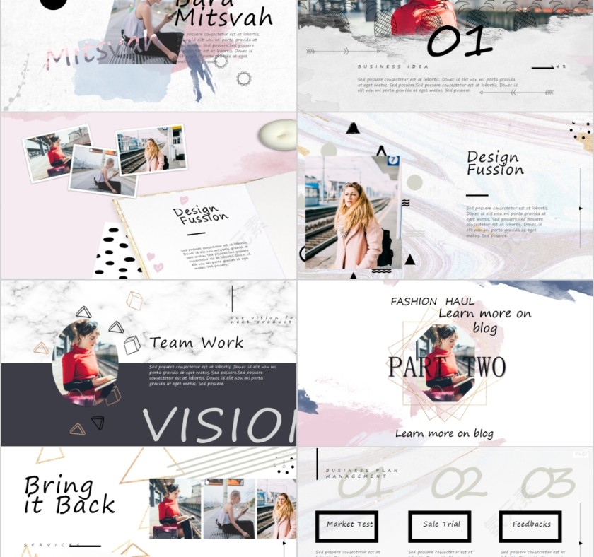 晕染少女风产品介绍PPT模板第2张