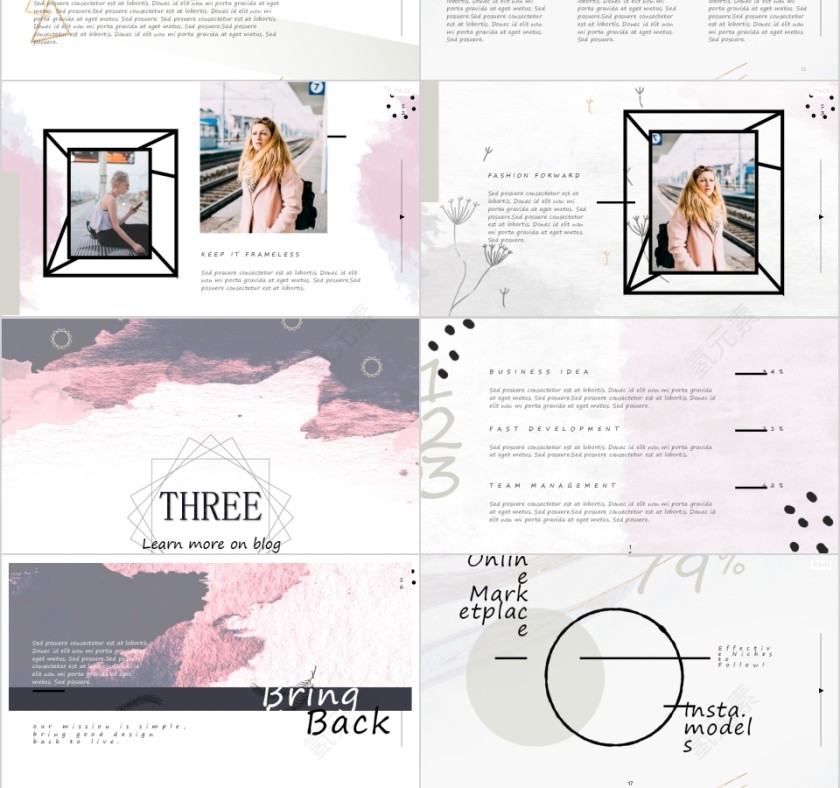 晕染少女风产品介绍PPT模板第3张