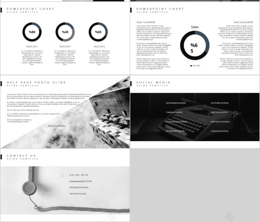 商务欧美ppt模板简约2019高端大气 商业工作汇报时尚极简风素材第7张