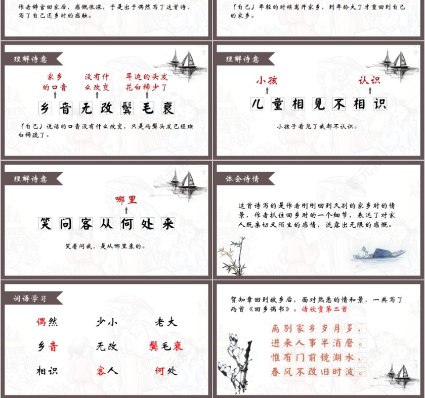 小学语文课件PPT模板 读书分享教师说课老师讲课古诗寓言公开课第3张