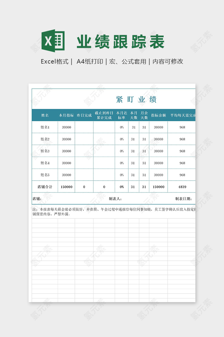 商店网店月份进销存统计表excel模板