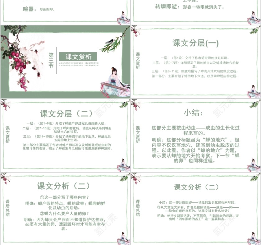 小学语文课件PPT模板 读书分享教师说课老师讲课古诗寓言公开课第3张