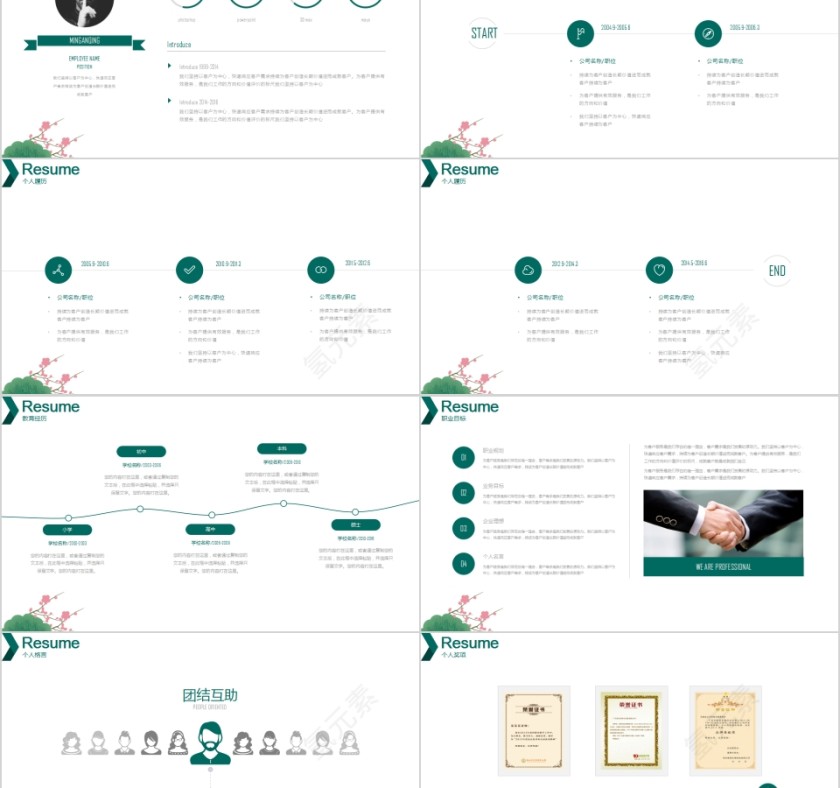清新绿色简约个人简历PPT模板第2张