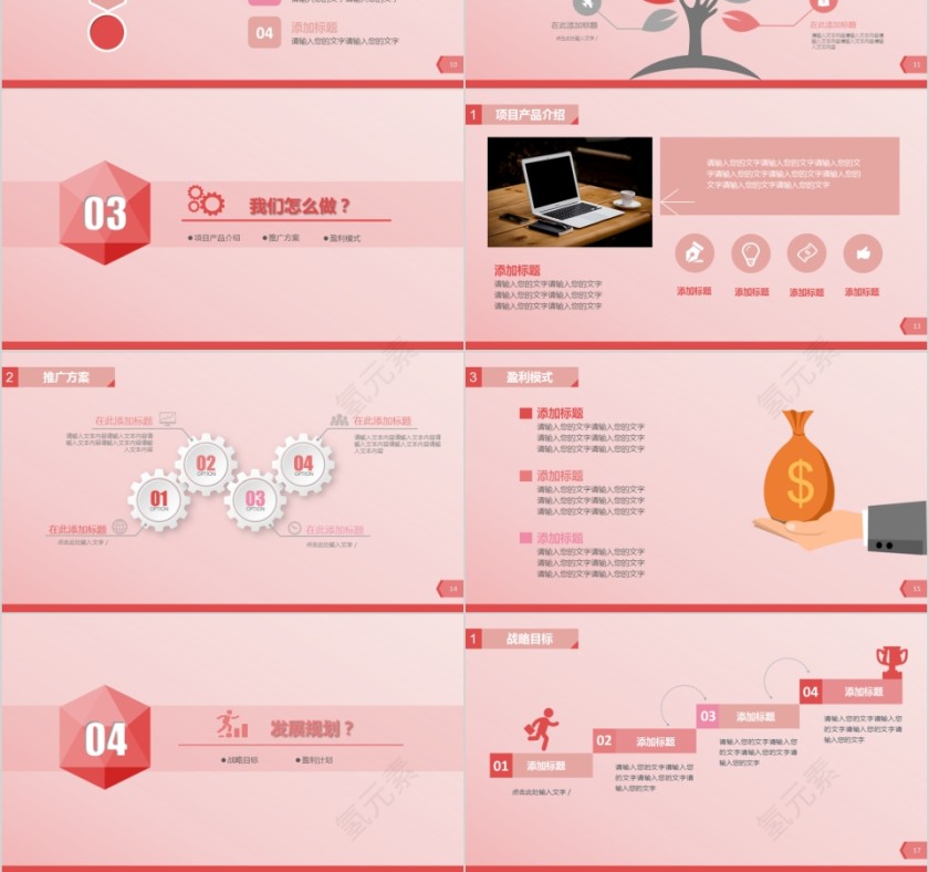 粉色商务策划模板商业创业计划书模版第3张