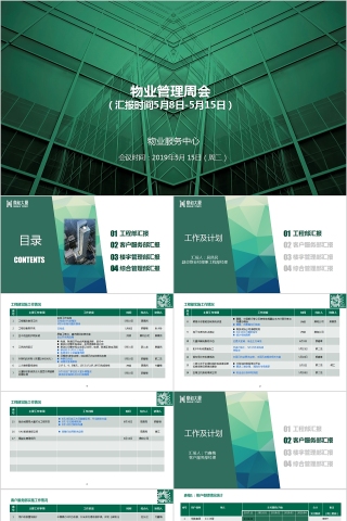 简约绿色物业管理周会PPT模板